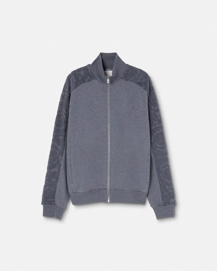 Versace Sweatshirts Barocco Towel Zip Sweatshirt Gray 8211 Men