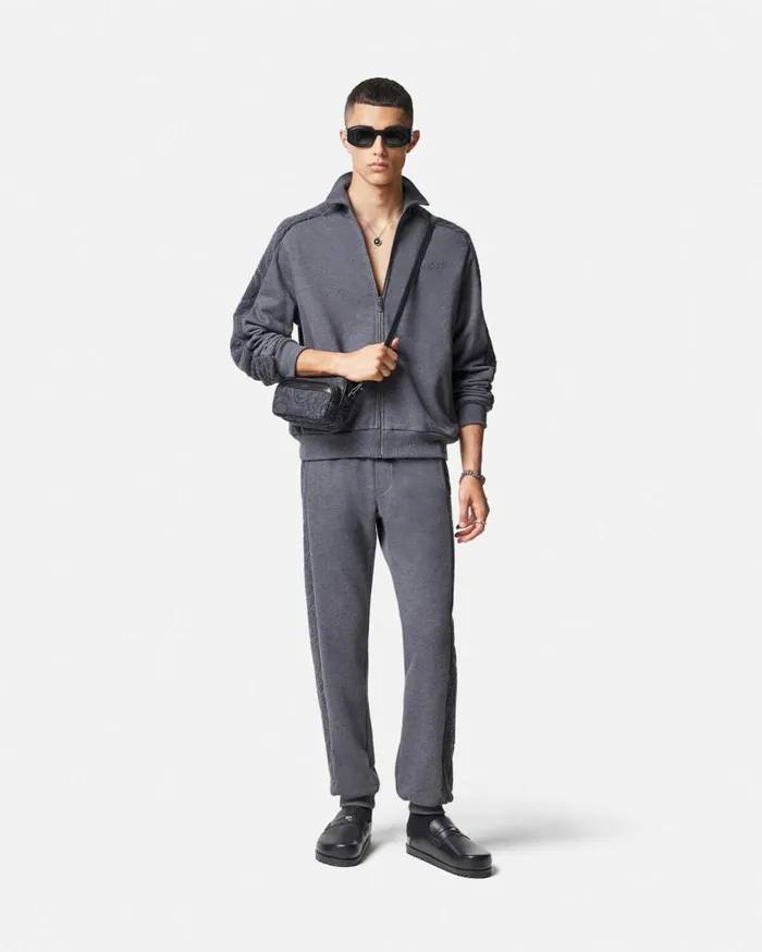 Versace Sweatshirts Barocco Towel Zip Sweatshirt Gray 8211 Men Versace Sweatshirts Barocco Towel Zip Sweatshirt Gray 8211 Men