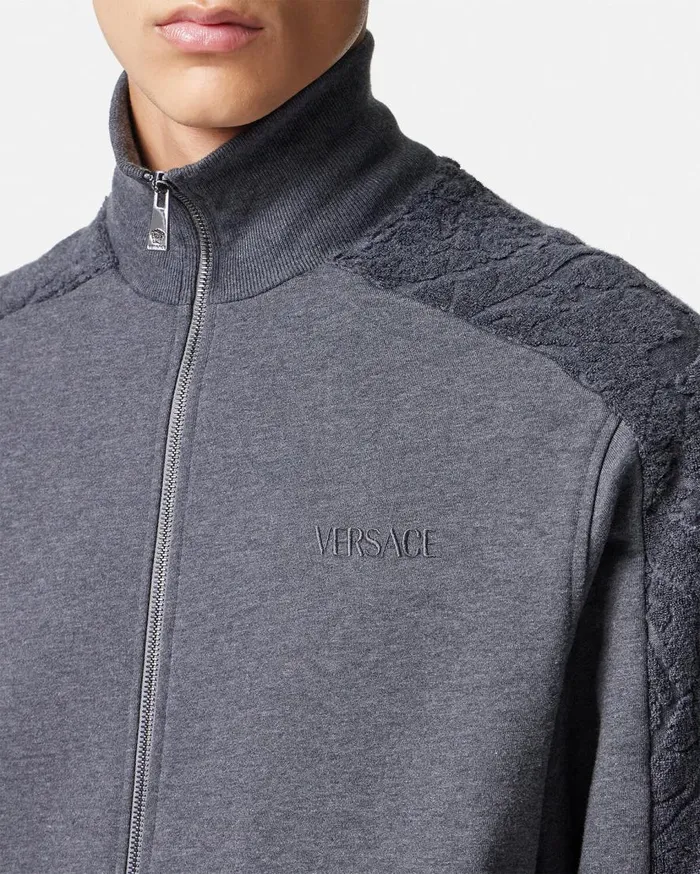Versace Sweatshirts Barocco Towel Zip Sweatshirt Gray 8211 Men Versace Sweatshirts Barocco Towel Zip Sweatshirt Gray 8211 Men