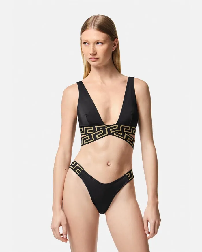 Versace Swimwear Greca Border Bikini Bottoms Black 8211 Women