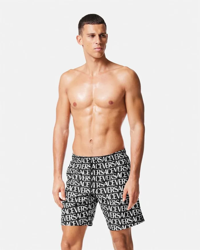 Versace Swimwear Versace Allover Boardshorts Black 8211 Men Versace Swimwear Versace Allover Boardshorts Black 8211 Men