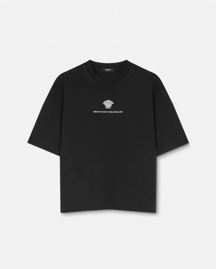 Versace TShirts and Polos Embroidered Medusa Milano TShirt Black 8211 Men