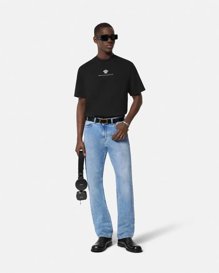 Versace TShirts and Polos Embroidered Medusa Milano TShirt Black 8211 Men Versace TShirts and Polos Embroidered Medusa Milano TShirt Black 8211 Men