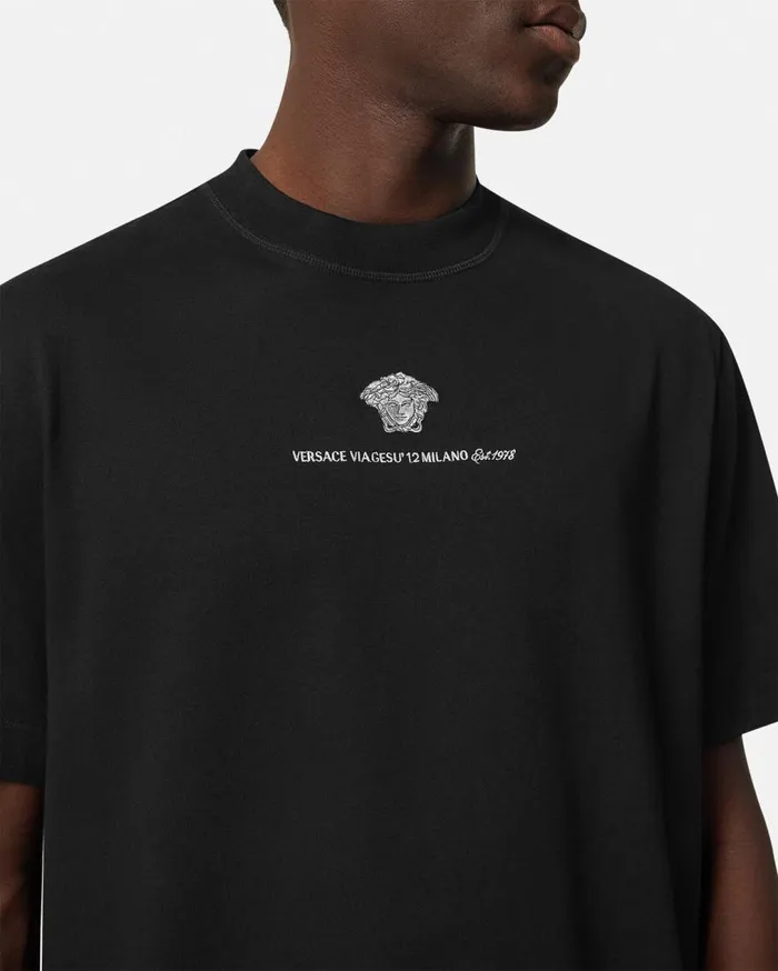 Versace TShirts and Polos Embroidered Medusa Milano TShirt Black 8211 Men Versace TShirts and Polos Embroidered Medusa Milano TShirt Black 8211 Men
