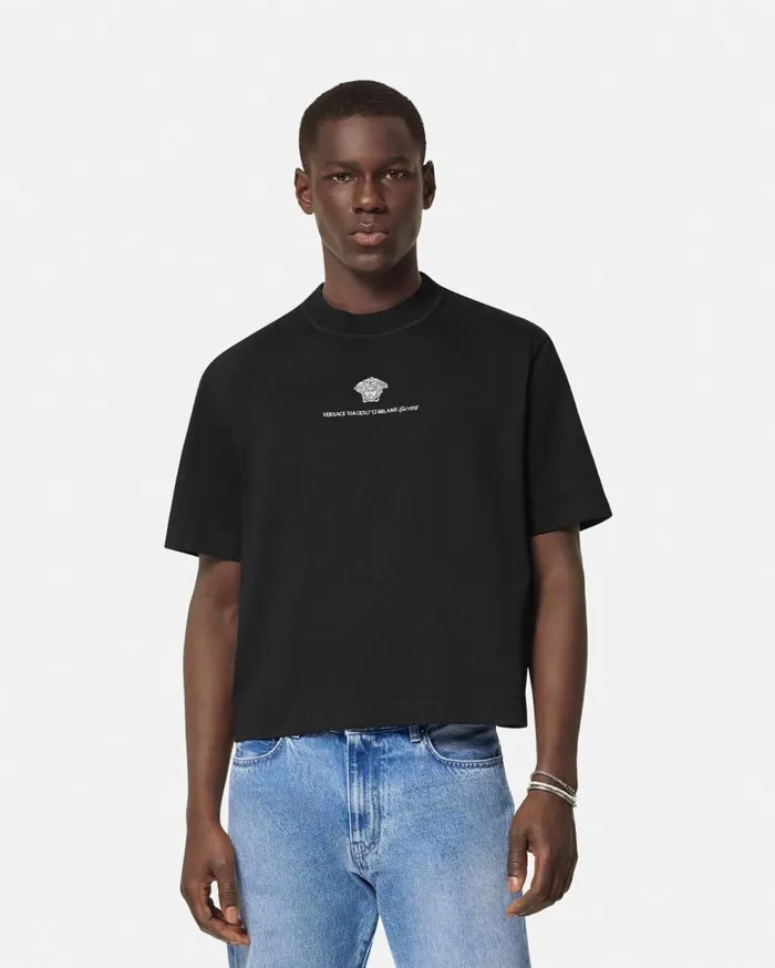 Versace TShirts and Polos Embroidered Medusa Milano TShirt Black 8211 Men Versace TShirts and Polos Embroidered Medusa Milano TShirt Black 8211 Men