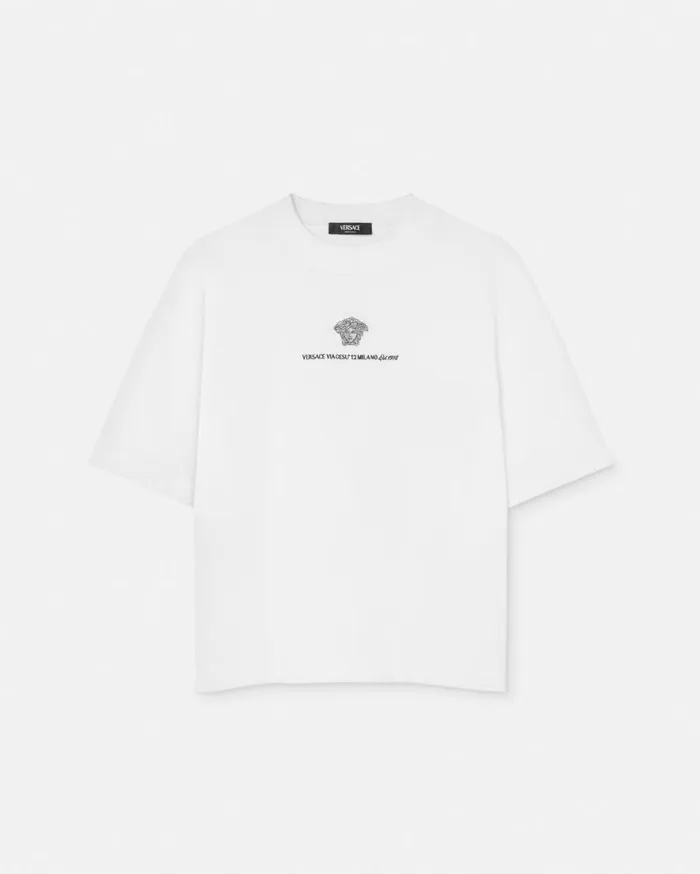 Versace TShirts and Polos Embroidered Medusa Milano TShirt White 8211 Men