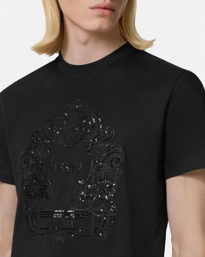 Versace TShirts and Polos Versace Cartouche TShirt Black 8211 Men Versace TShirts and Polos Versace Cartouche TShirt Black 8211 Men