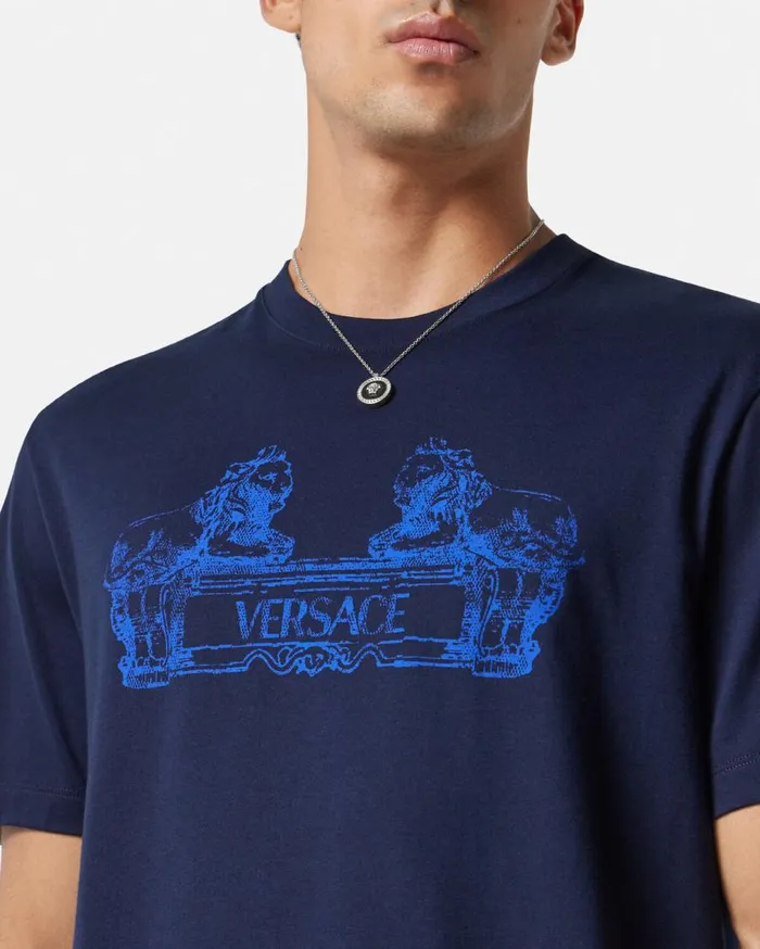 Versace TShirts and Polos Versace Cartouche Tshirt Blue 8211 Men Versace TShirts and Polos Versace Cartouche Tshirt Blue 8211 Men