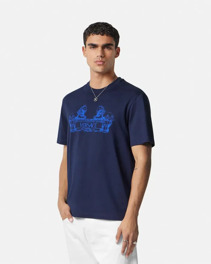 Versace TShirts and Polos Versace Cartouche Tshirt Blue 8211 Men Versace TShirts and Polos Versace Cartouche Tshirt Blue 8211 Men