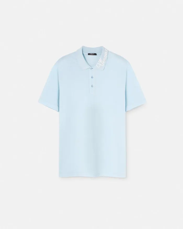 Versace TShirts and Polos Versace Nautical Logo Polo Shirt Light Blue 8211 Men