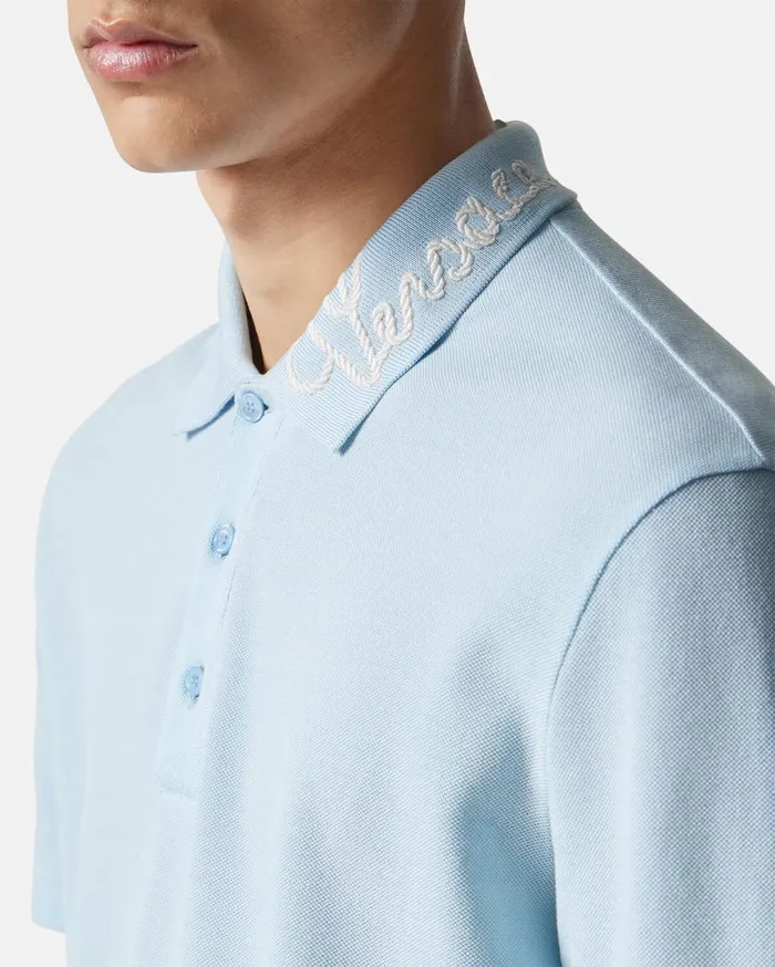Versace TShirts and Polos Versace Nautical Logo Polo Shirt Light Blue 8211 Men