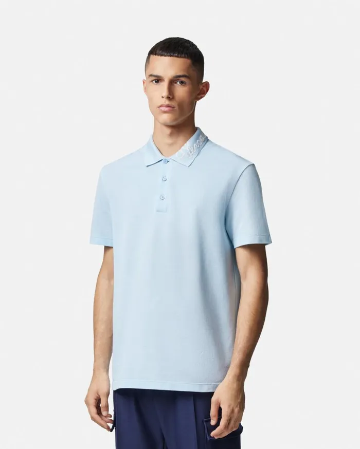 Versace TShirts and Polos Versace Nautical Logo Polo Shirt Light Blue 8211 Men