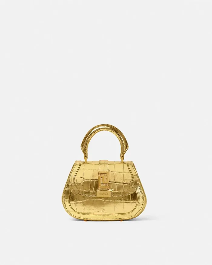 Versace Top Handle CrocEffect Greca Goddess Mini Bag Gold 8211 Women