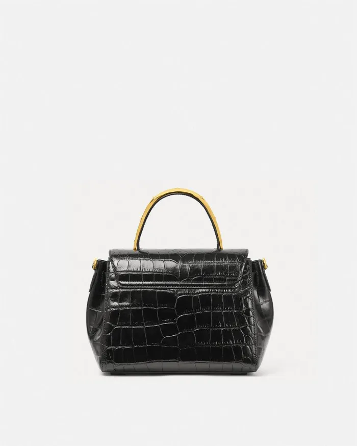 Versace Top Handle CrocEffect La Medusa Handbag Blackgold 8211 Women