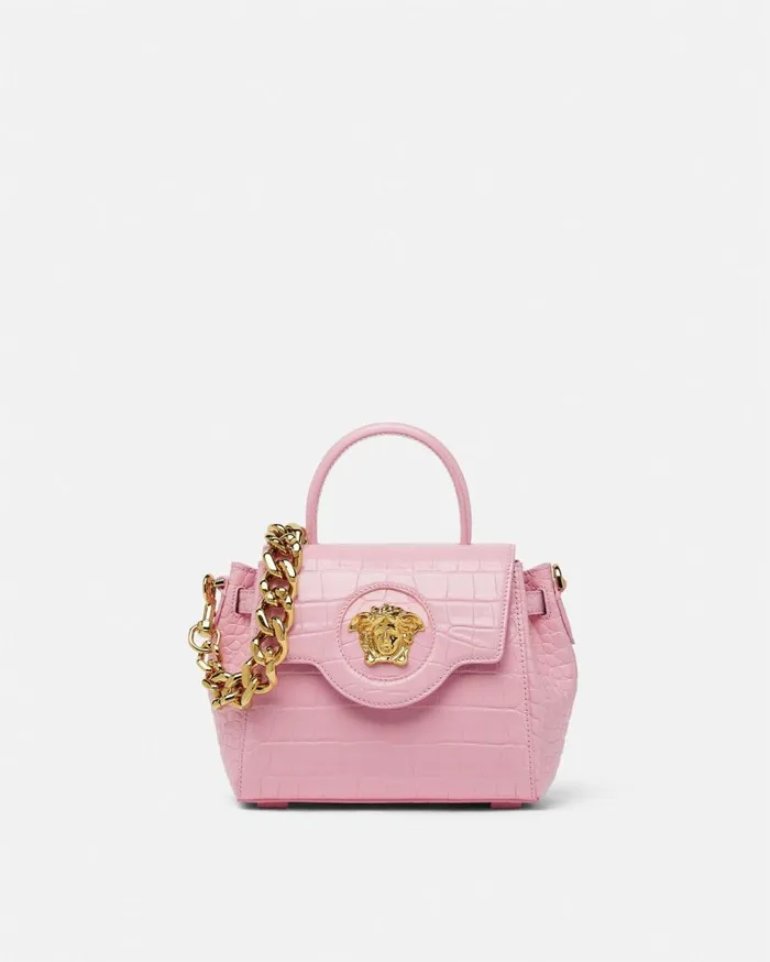 Versace Top Handle Croc La Medusa Small Handbag Pink 8211 Women
