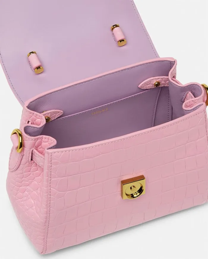 Versace Top Handle Croc La Medusa Small Handbag Pink 8211 Women Versace Top Handle Croc La Medusa Small Handbag Pink 8211 Women