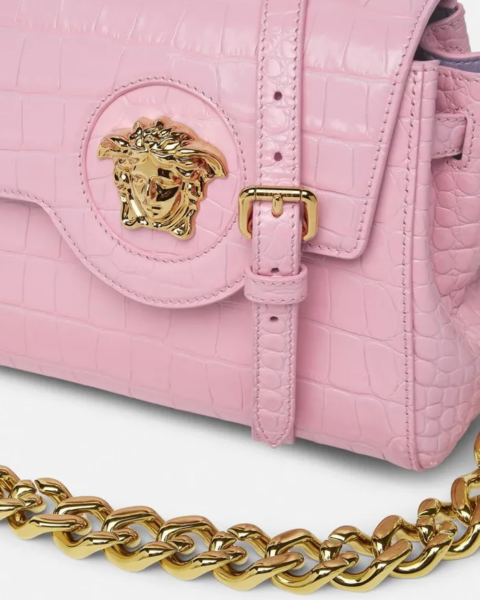 Versace Top Handle Croc La Medusa Small Handbag Pink 8211 Women Versace Top Handle Croc La Medusa Small Handbag Pink 8211 Women