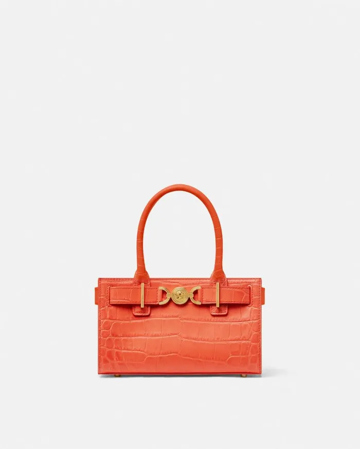 Versace Totes CrocEffect Medusa 03995 Small Tote Bag Coral 8211 Women