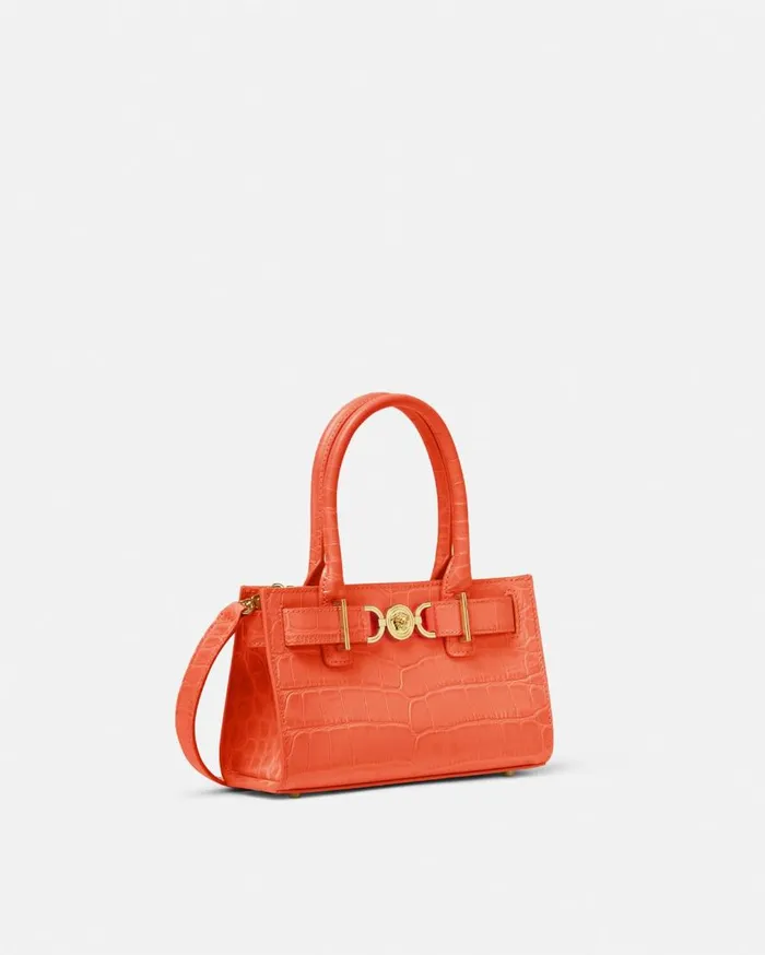 Versace Totes CrocEffect Medusa 03995 Small Tote Bag Coral 8211 Women