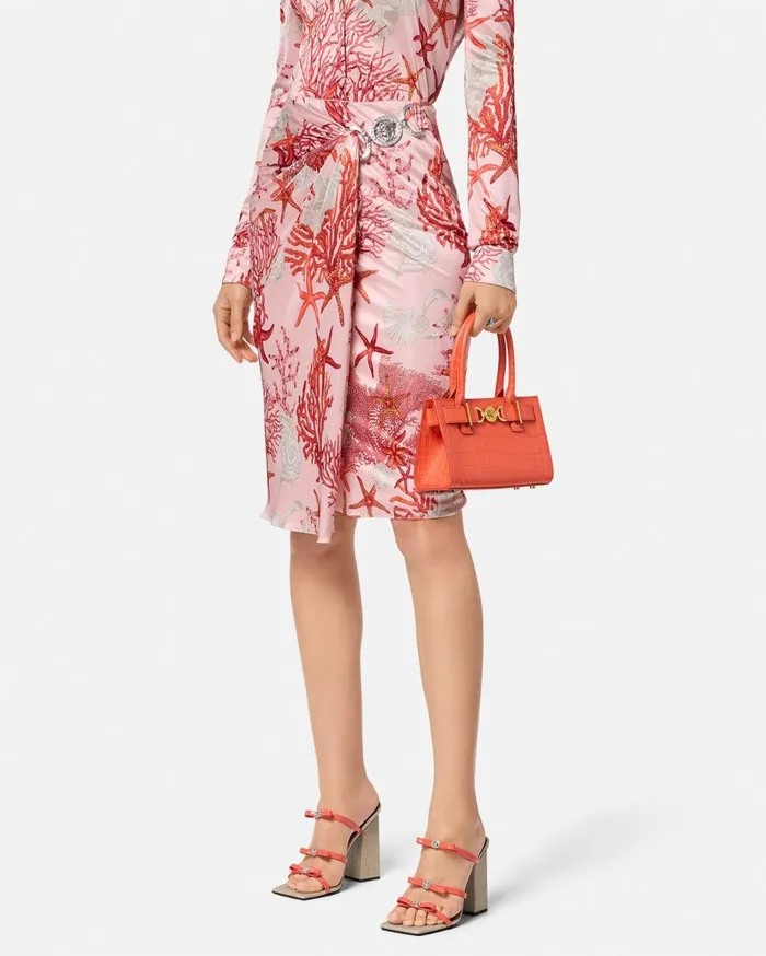 Versace Totes CrocEffect Medusa 03995 Small Tote Bag Coral 8211 Women