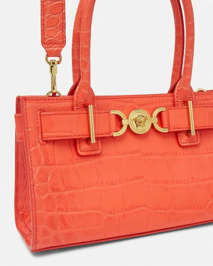 Versace Totes CrocEffect Medusa 03995 Small Tote Bag Coral 8211 Women