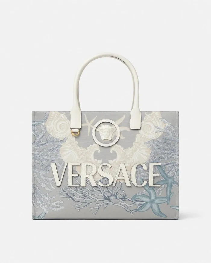 Versace Totes La Medusa Barocco Sea Canvas Tote Bag Blueprint 8211 Women