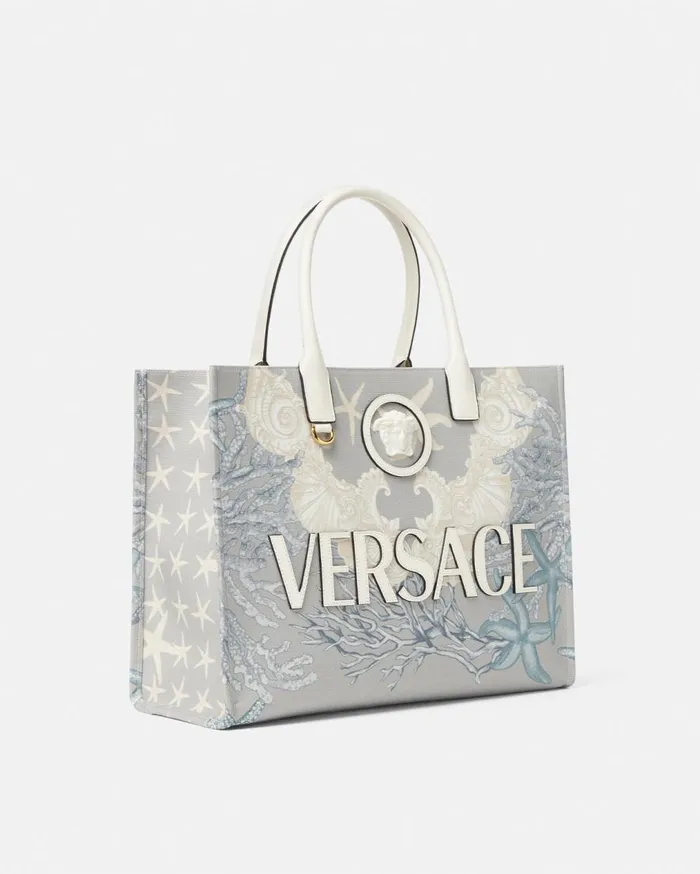 Versace Totes La Medusa Barocco Sea Canvas Tote Bag Blueprint 8211 Women