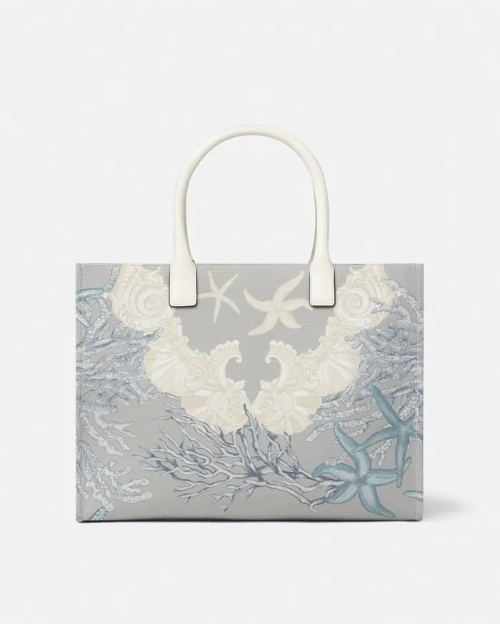 Versace Totes La Medusa Barocco Sea Canvas Tote Bag Blueprint 8211 Women