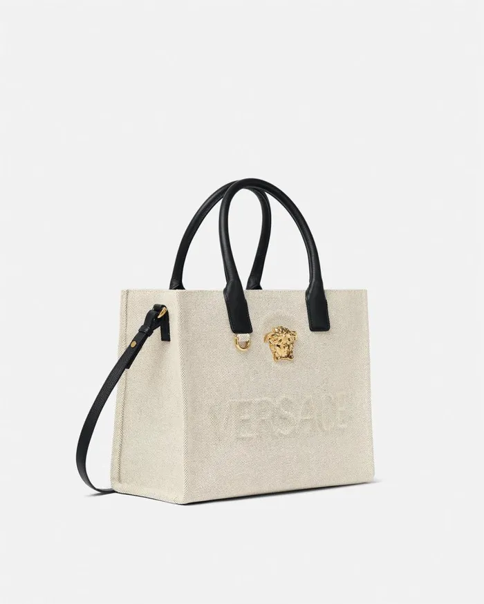 Versace Totes La Medusa Canvas Small Tote Bag Beige 8211 Women Versace Totes La Medusa Canvas Small Tote Bag Beige 8211 Women