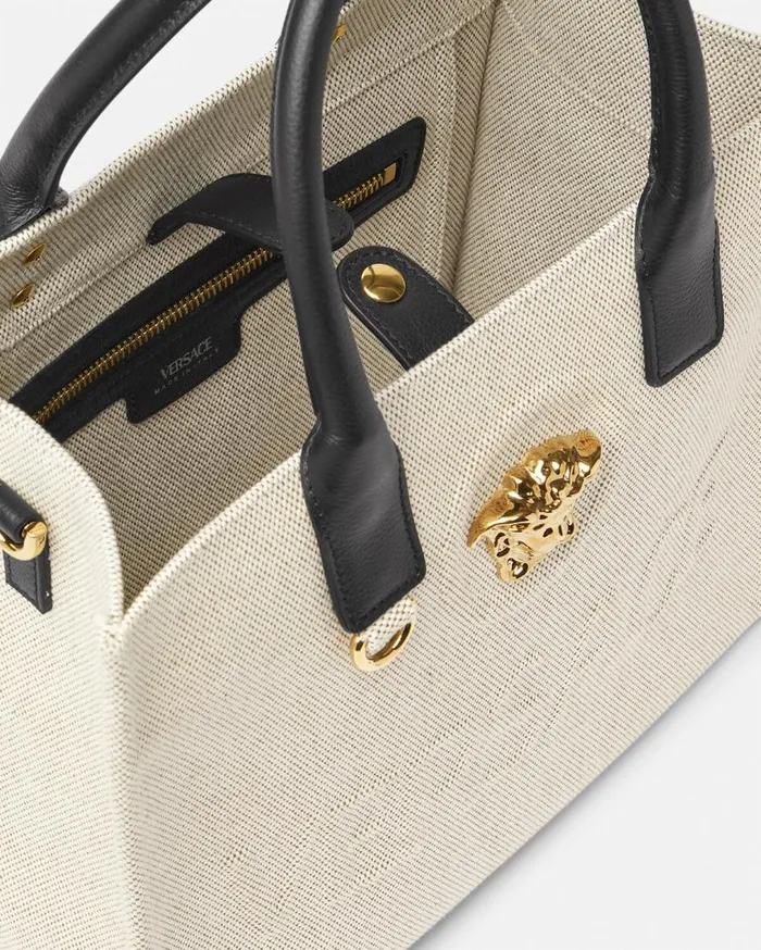 Versace Totes La Medusa Canvas Small Tote Bag Beige 8211 Women Versace Totes La Medusa Canvas Small Tote Bag Beige 8211 Women