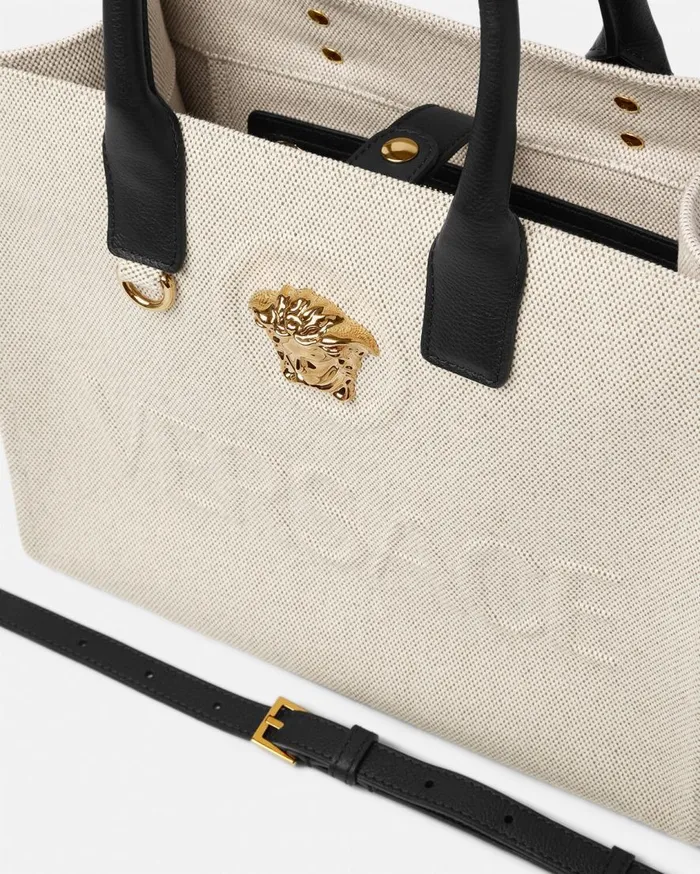 Versace Totes La Medusa Canvas Small Tote Bag Beige 8211 Women Versace Totes La Medusa Canvas Small Tote Bag Beige 8211 Women