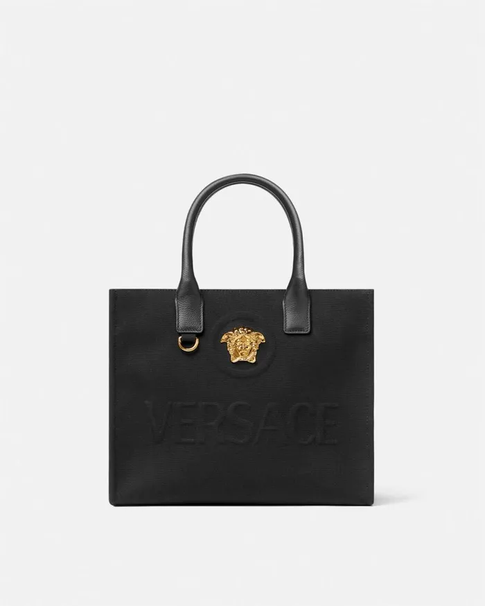 Versace Totes La Medusa Canvas Small Tote Bag Blackgold 8211 Women