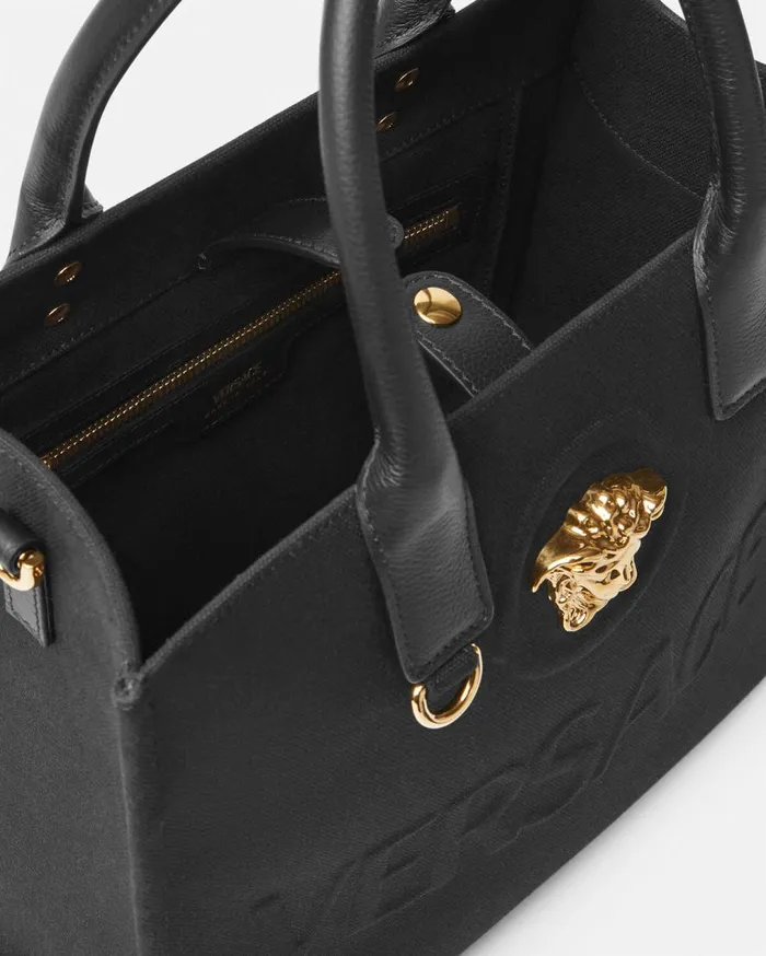 Versace Totes La Medusa Canvas Small Tote Bag Blackgold 8211 Women Versace Totes La Medusa Canvas Small Tote Bag Blackgold 8211 Women