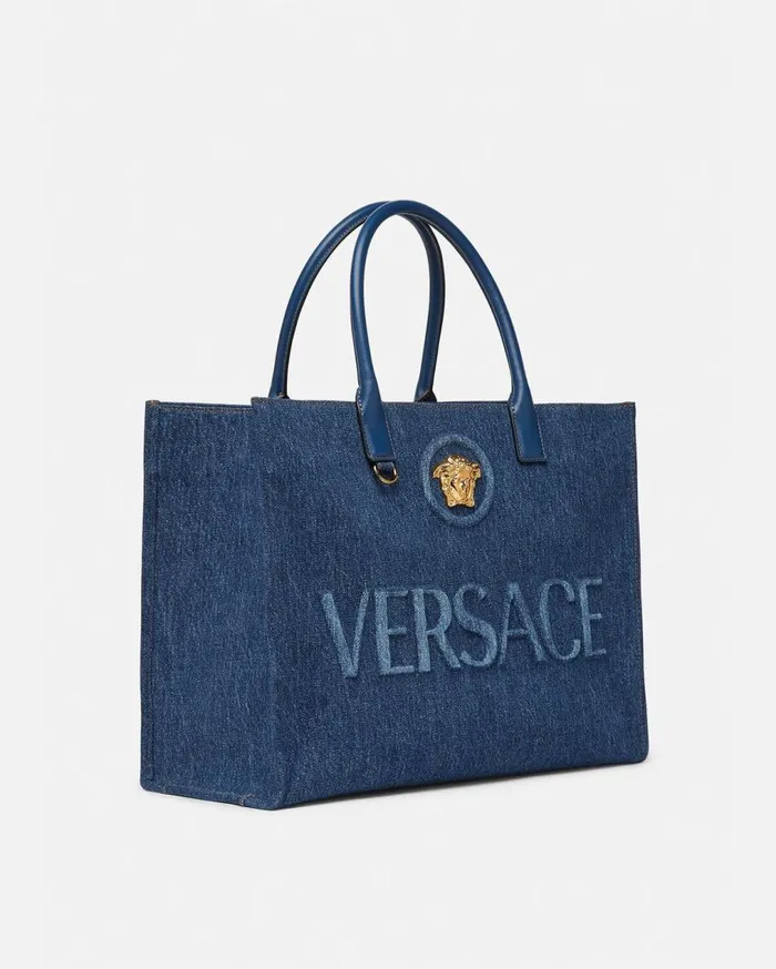 Versace Totes La Medusa Denim Large Tote Bag Blue 8211 Women Versace Totes La Medusa Denim Large Tote Bag Blue 8211 Women