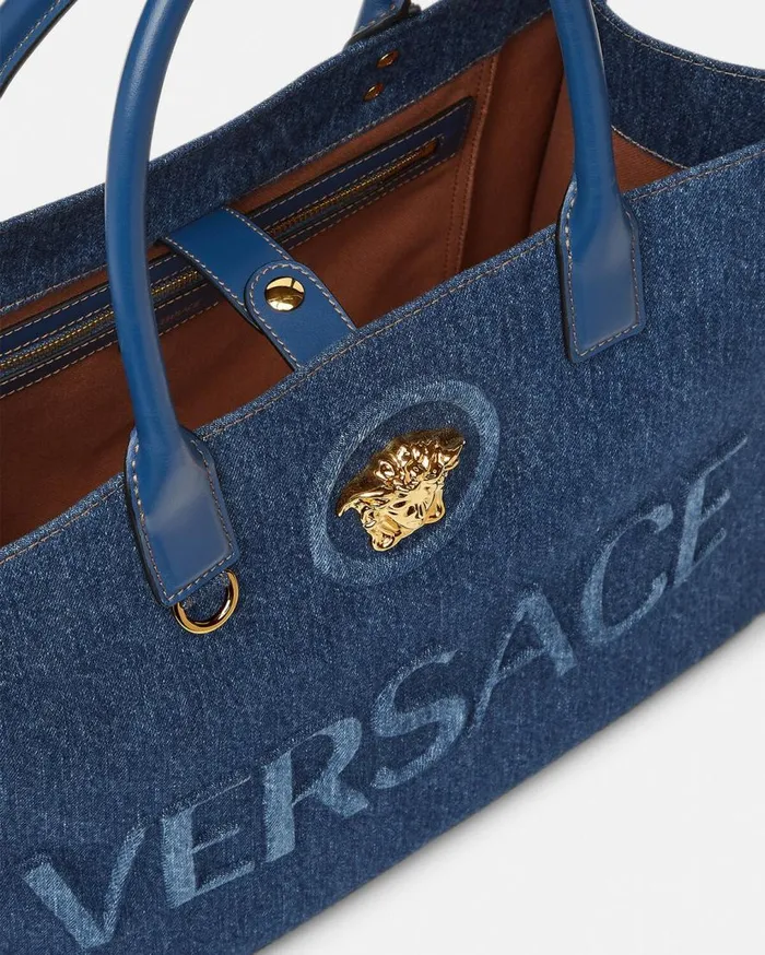 Versace Totes La Medusa Denim Large Tote Bag Blue 8211 Women Versace Totes La Medusa Denim Large Tote Bag Blue 8211 Women