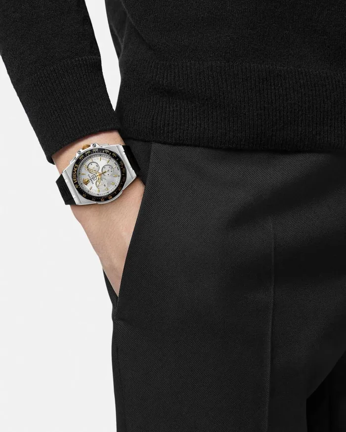 Versace Watches Greca Extreme Chrono Watch Blacksilver 8211 Men Versace Watches Greca Extreme Chrono Watch Blacksilver 8211 Men