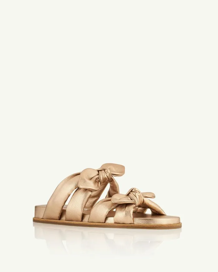 Very Bow Tie Footbed Gold Women Aquazzura Slides and Mules
