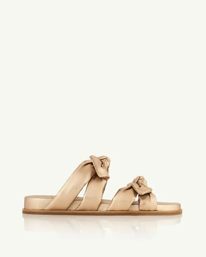 Very Bow Tie Footbed Gold Women Aquazzura Slides and Mules Very Bow Tie Footbed Gold Women Aquazzura Slides and Mules