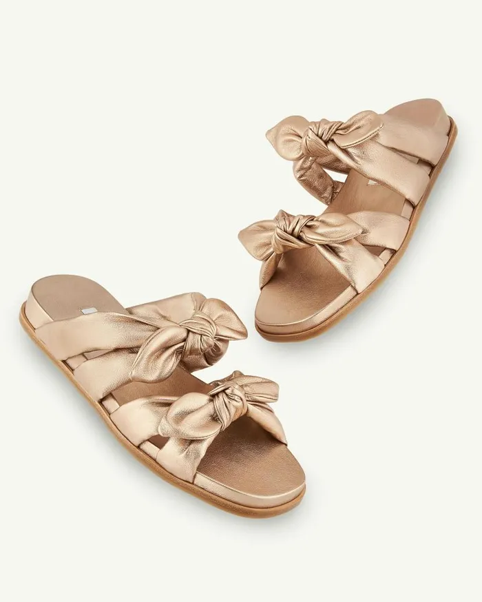 Very Bow Tie Footbed Gold Women Aquazzura Slides and Mules Very Bow Tie Footbed Gold Women Aquazzura Slides and Mules