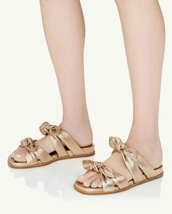 Very Bow Tie Footbed Gold Women Aquazzura Slides and Mules Very Bow Tie Footbed Gold Women Aquazzura Slides and Mules