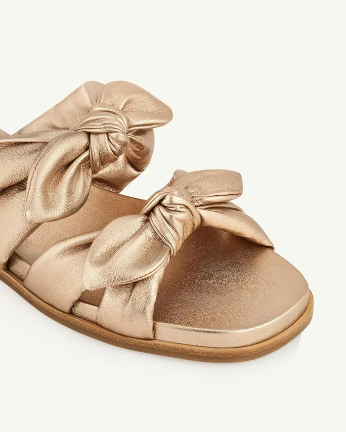 Very Bow Tie Footbed Gold Women Aquazzura Slides and Mules Very Bow Tie Footbed Gold Women Aquazzura Slides and Mules