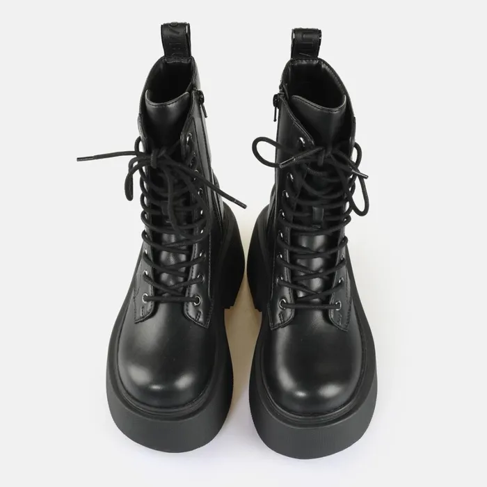 Vicious Lace Up Mid Black Buffalo Platforms