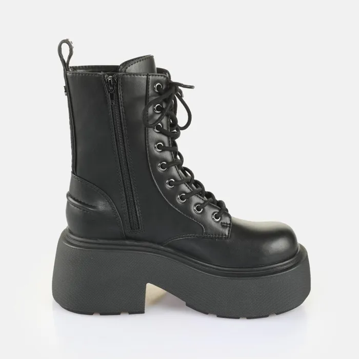 Vicious Lace Up Mid Black Buffalo Platforms