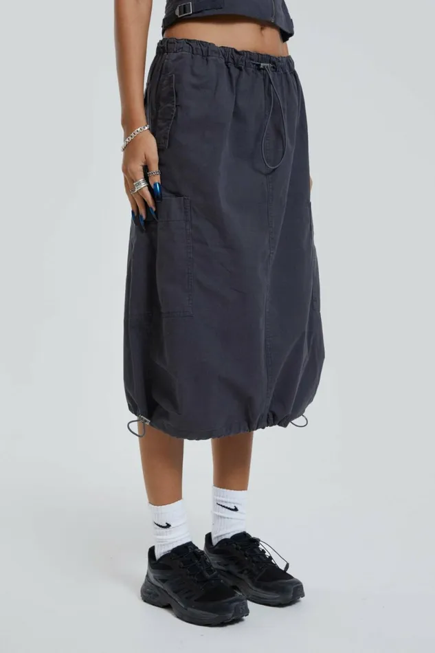 Vintage Grey Midi Cargo Skirt Grey Women Jaded London Parachute Pants