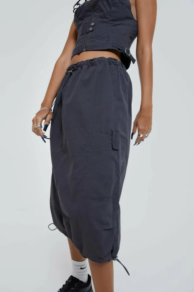 Vintage Grey Midi Cargo Skirt Grey Women Jaded London Parachute Pants Vintage Grey Midi Cargo Skirt Grey Women Jaded London Parachute Pants