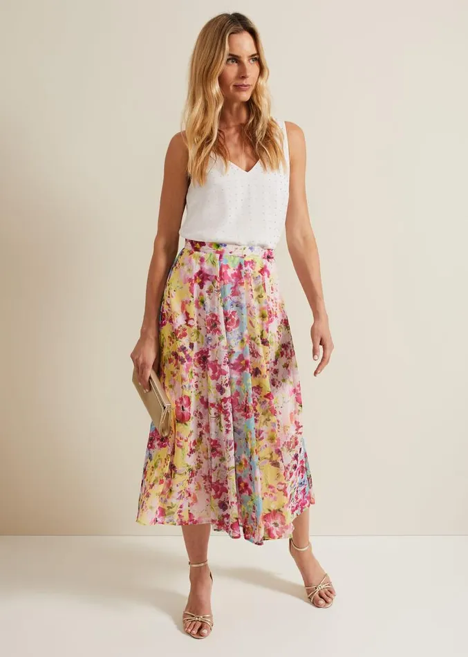 Vivianne Floral Midi Skirt Multicoloured Women Phase Eight Skirts