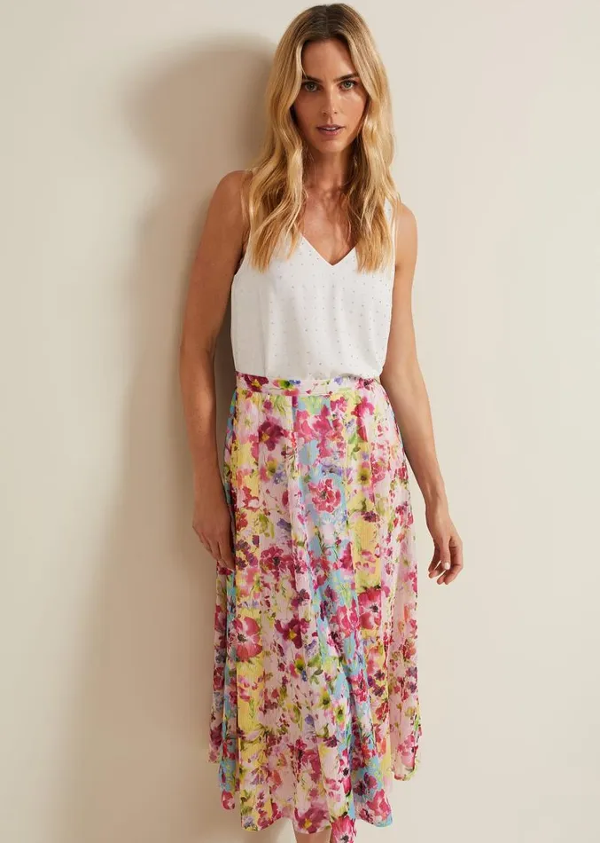 Vivianne Floral Midi Skirt Multicoloured Women Phase Eight Skirts