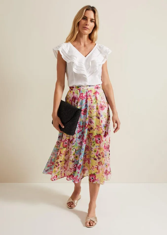 Vivianne Floral Midi Skirt Multicoloured Women Phase Eight Skirts