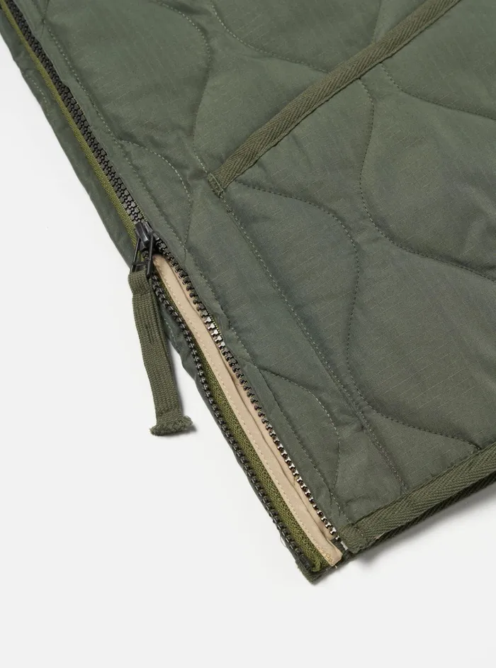 Waistcoats and Gilets Men Universal Works Taion Military VNeck Down Vest In Olive Ripstop