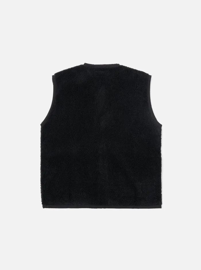 Waistcoats and Gilets Men Universal Works Universal Works Lancaster Gilet In Black Mountain Fleece